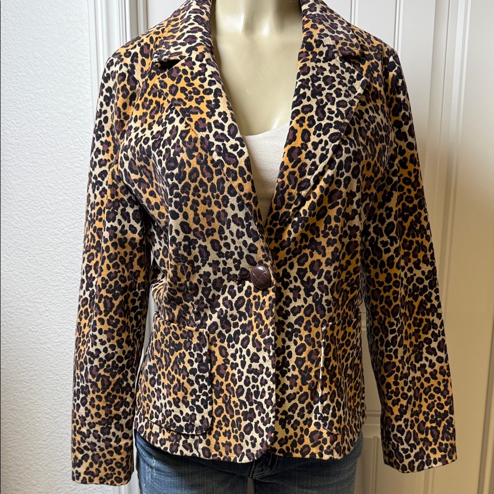 Larry Levine Animal Print Blazer, Soft, Red Lining, pockets, Y2K, careerware‎